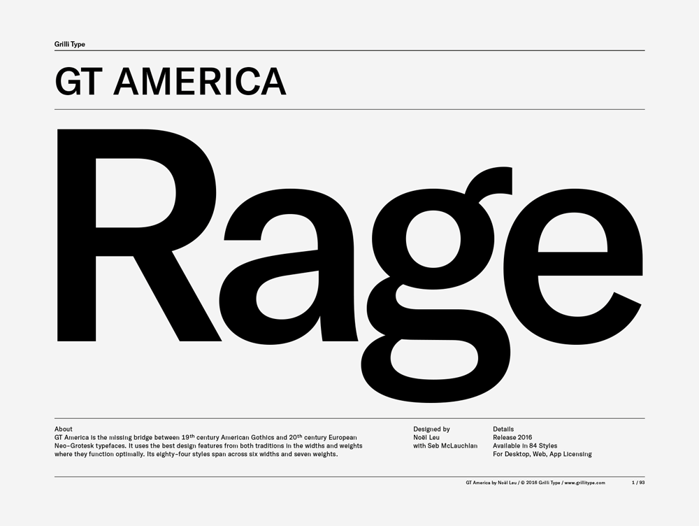 GT America – Typeface Specimen and License Purchase